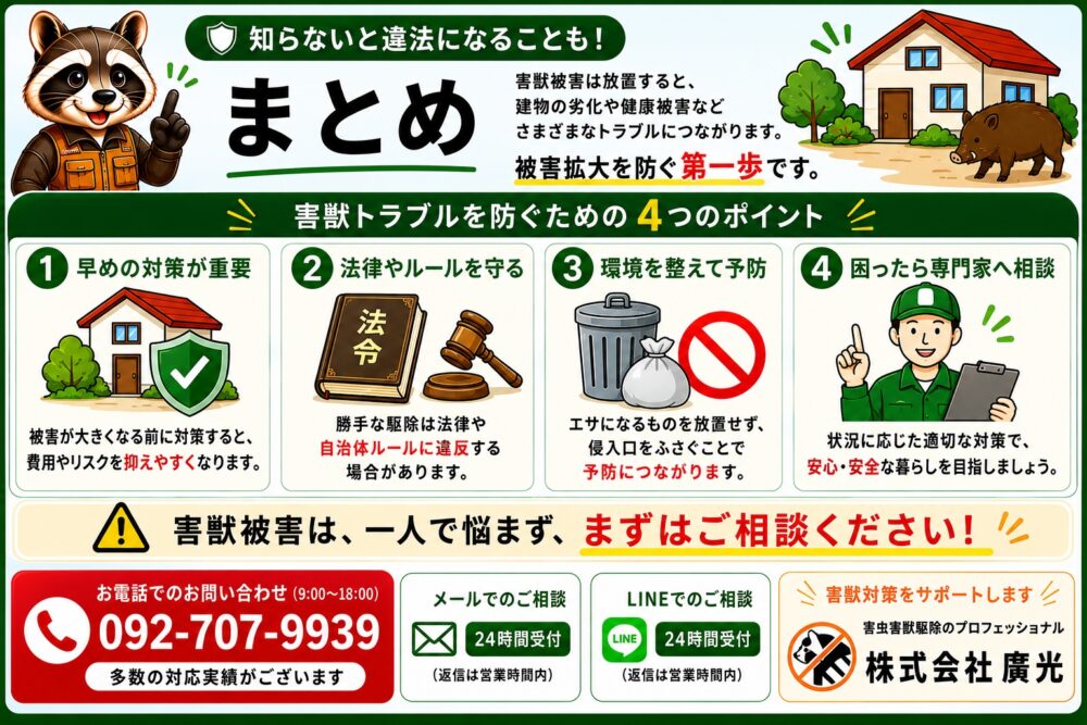 まとめ|獣の駆除は早期対応と正しい選択が重要