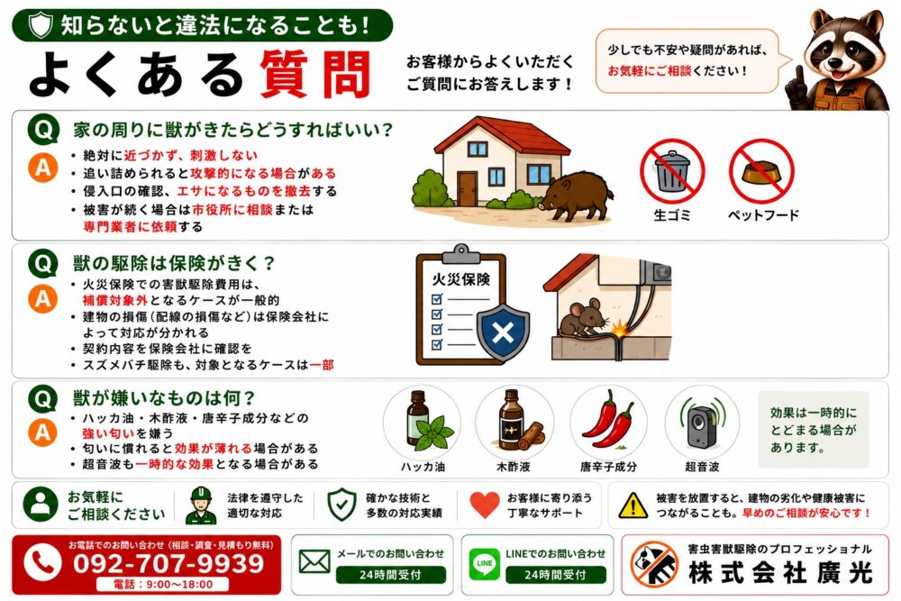 獣の駆除に関するよくある質問