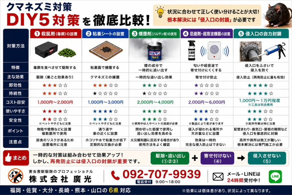 自力でできるクマネズミ対策と費用の目安