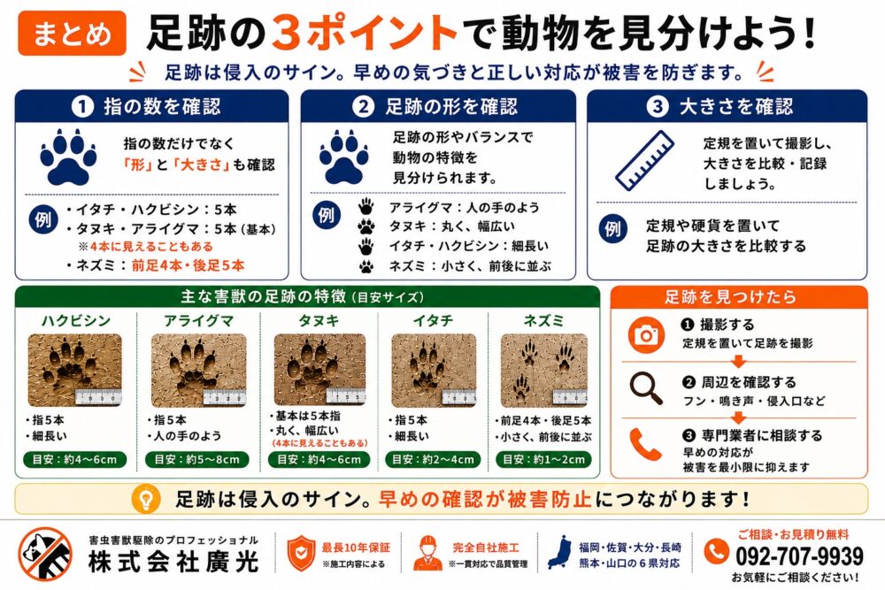 足跡の3ポイントで動物を見分けよう