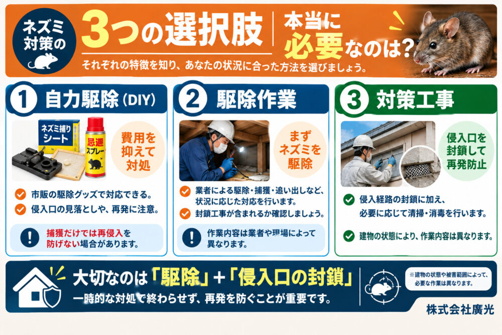 ネズミ対策の3つの選択肢｜本当に必要なのは?