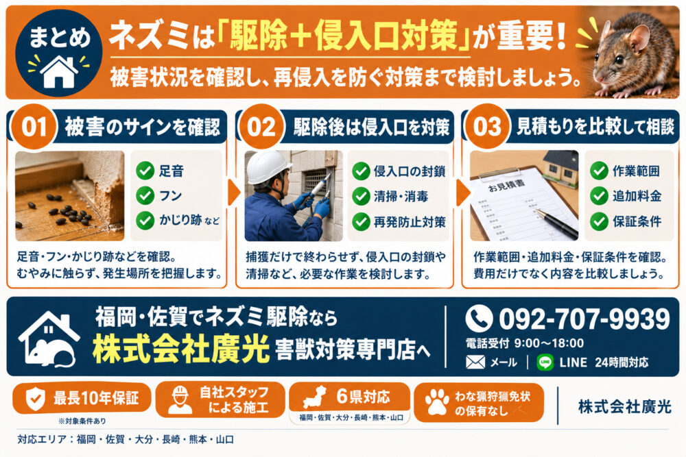 まとめ｜福岡・佐賀でネズミ駆除なら株式会社廣光害獣対策専門店へ