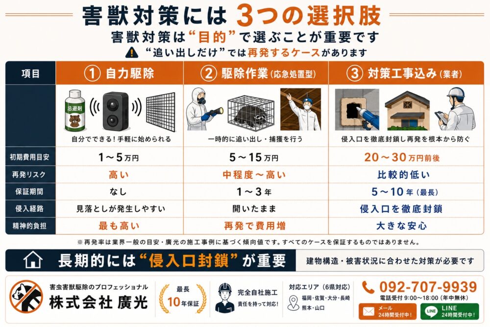 害獣対策には3つの選択肢