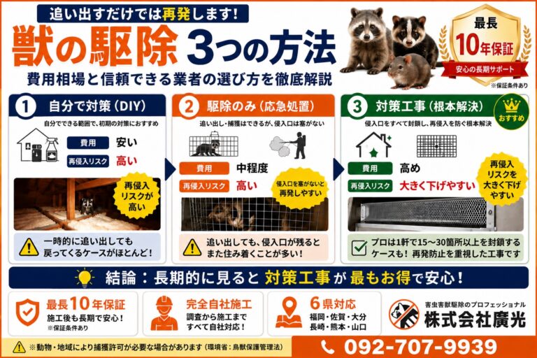 獣の駆除3つの方法｜費用相場と信頼できる業者の選び方を徹底解説 - 害