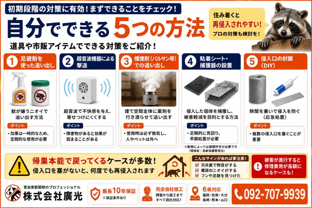 獣の駆除を自分でできる5つの方法