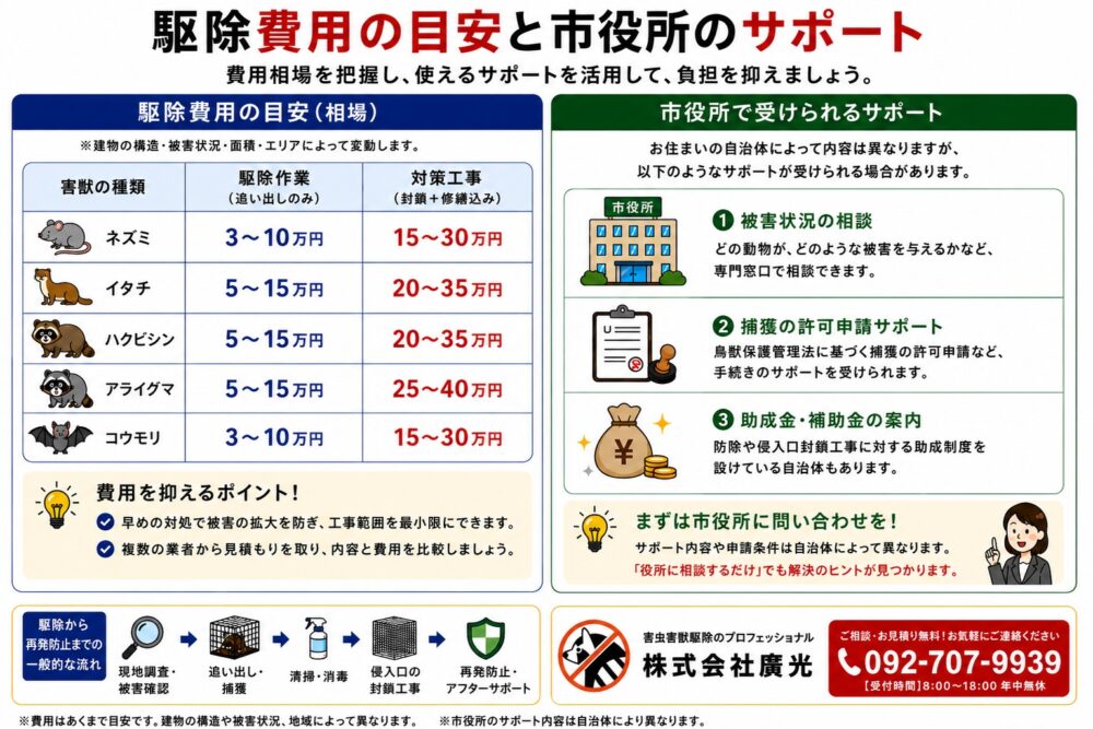 駆除費用の目安と市役所のサポート